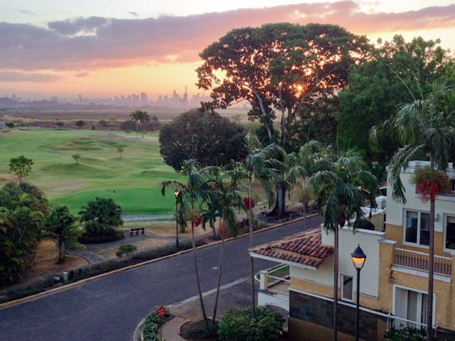 Sunrise over a golf course