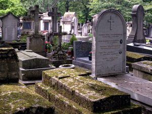 Moss covered tombstones