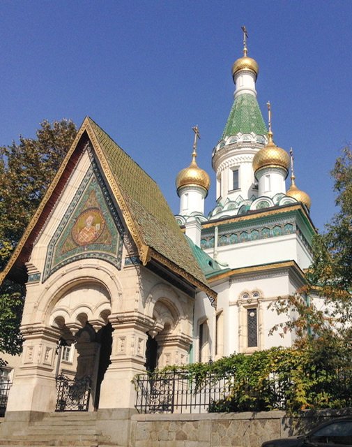 Front of a Russian Orthodox church in Sofia, Bulgaria