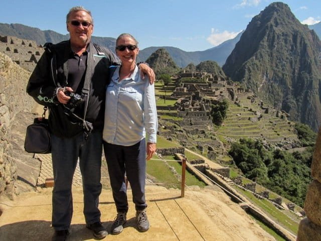 A man and woman at Machu Picchu