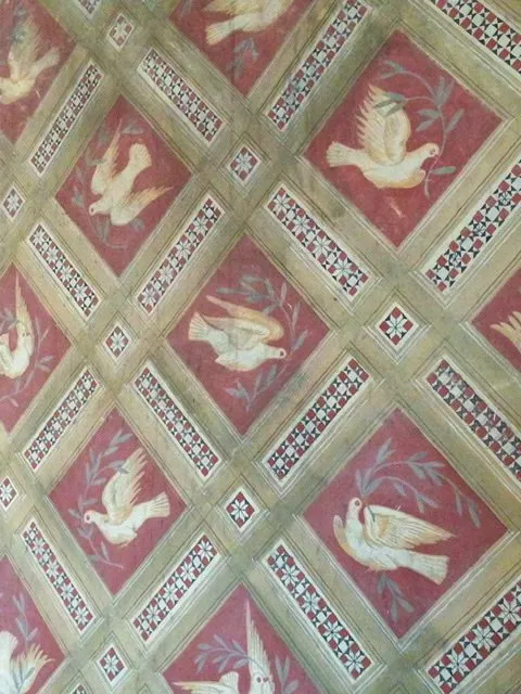 Close up of hand-painted doves
