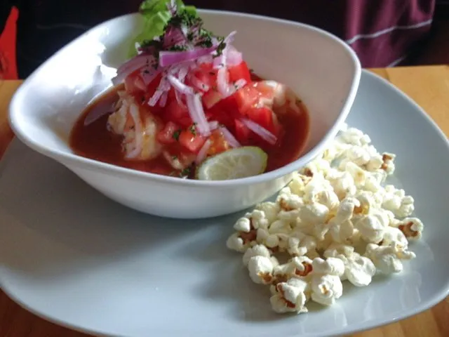 Ceviche and popcorn