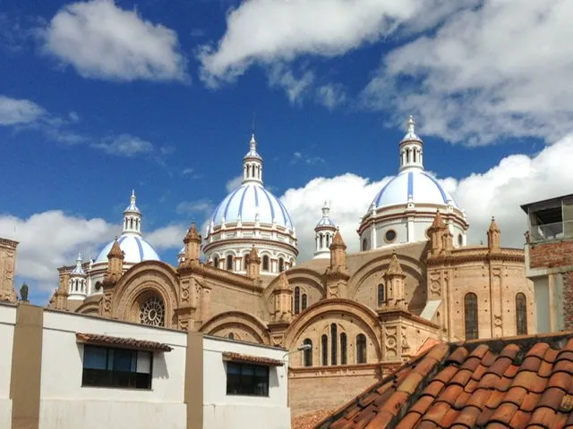 Three bule and white domes on the New Cathedral