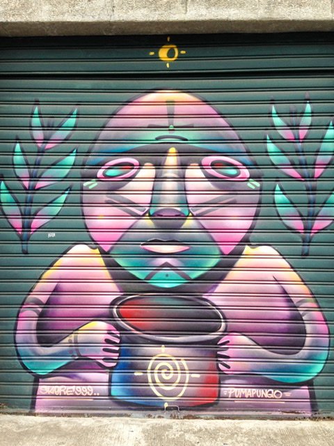 Street art of Incan man