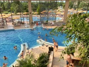 Indoor/outdoor pool at Aquaworld Budapest