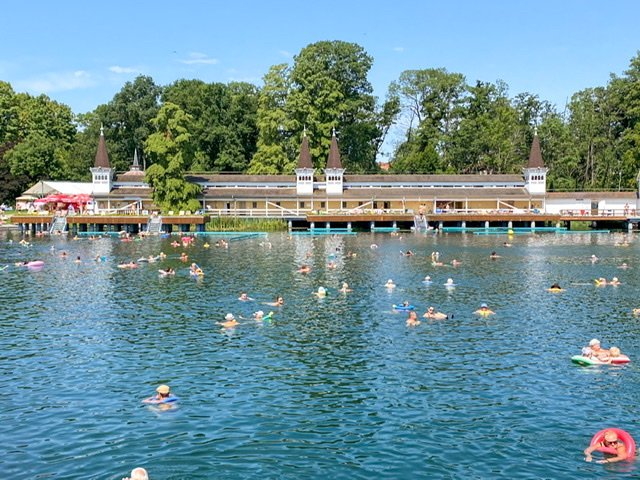 People floating in Lake Heviz