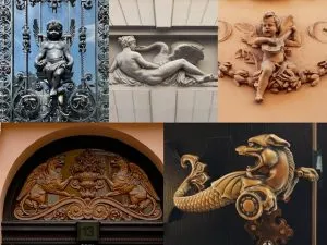 Collage of architectural ornaments