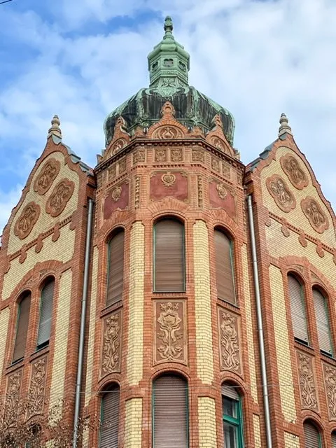 Detail of the facade of the Beregi Palace in Szeged, Hungary
