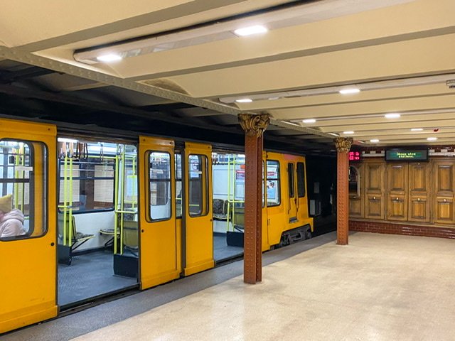 Cars on Metro line 1 in Budapest