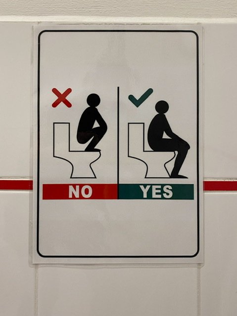 Sign showing how to use the toilet