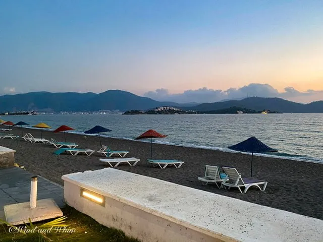 Calis Beach, Fethiye, Turkey at dusk