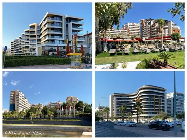 Four photos of modern buildings in Antalya, Turkey