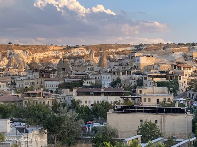 The village of Goreme, Turkey, at dusk