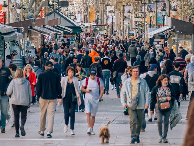 A street crowded with people