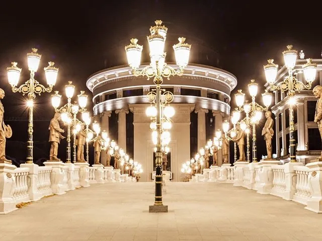 The Bridge of Art in Skopje at night