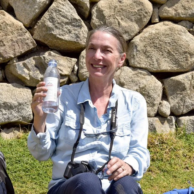 Linda with a water bottle