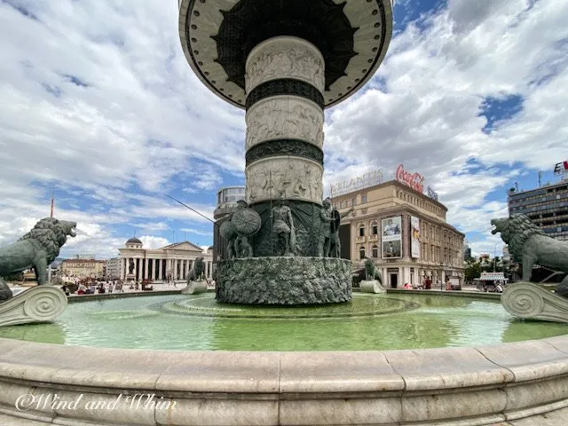 Lower part of the Warrior on a Horse monument in Skopje