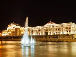 The Vardar River with a fountain
