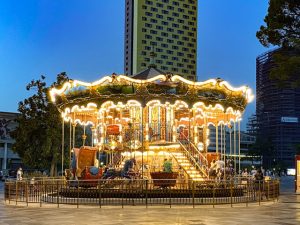 A merry-go-round at night