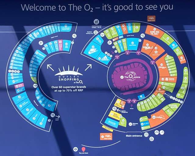 A map of the O2 Entertainment District