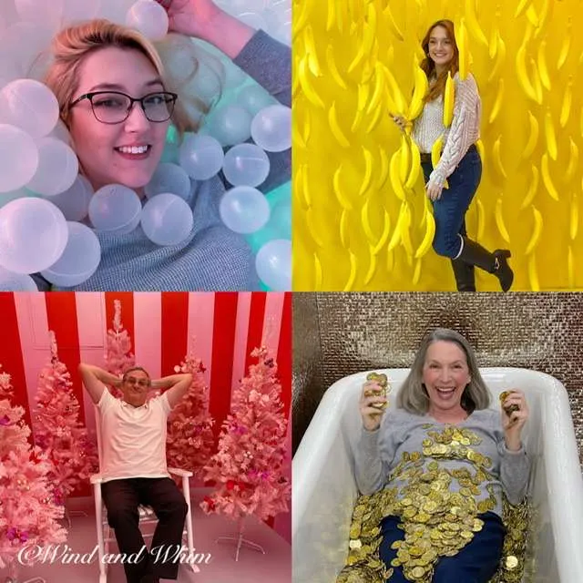 a collage of people in different poses