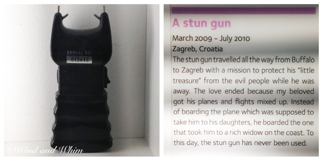 A stun gun and words from the museum of broken relationships