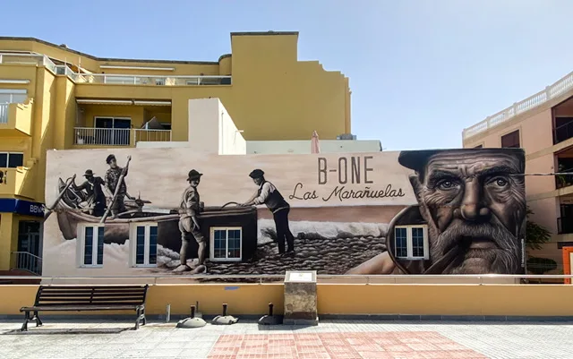 A mural with fisherman