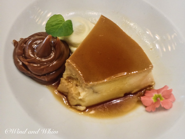 Flan with toppings