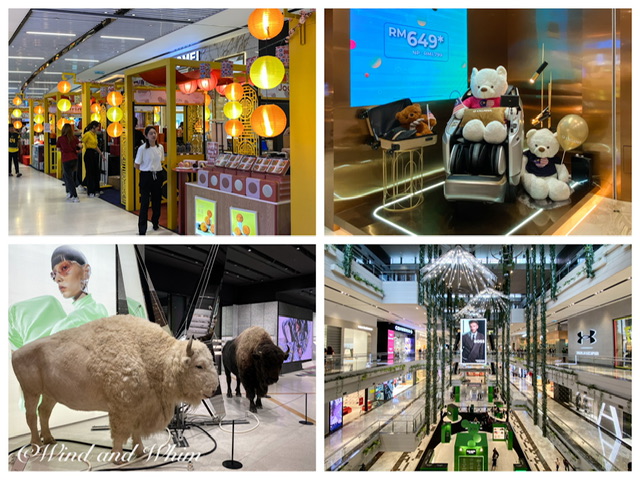 Four photos of the interior of the Exchange TRX Mall