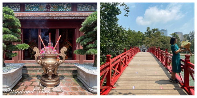 Offerings at the Ngoc Son Temple and the Huc Bridge