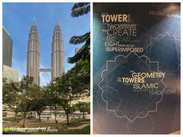 Petronas Twin Towers and graphic of the towers’ geometry