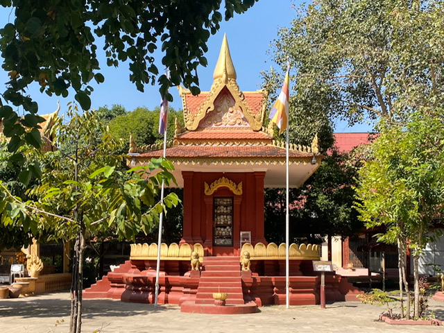 A Buddhist stupa displaying the bones of Khmer Rouge victims