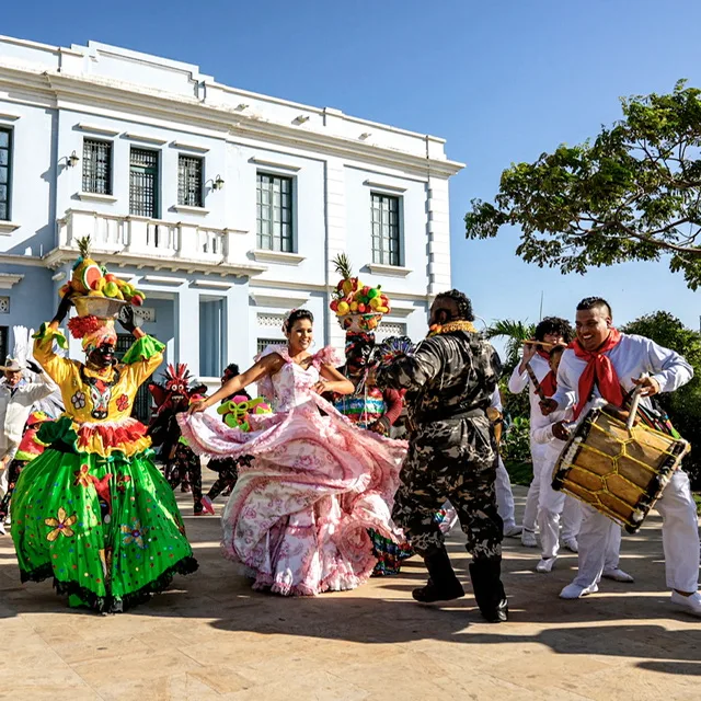 People dancing in costumes