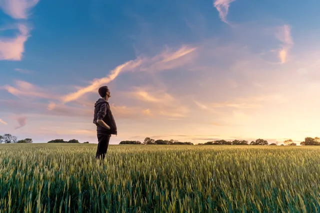 A man standing in a field