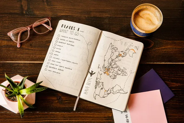 Travel planner on a desk