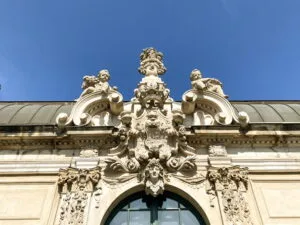 Cherubs and other relief on top of a building in Zwinger Palace