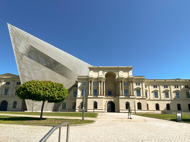 A large building combining traditional and modern architecture