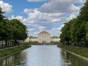 A long-range view of the front of Nymphenburg Palace