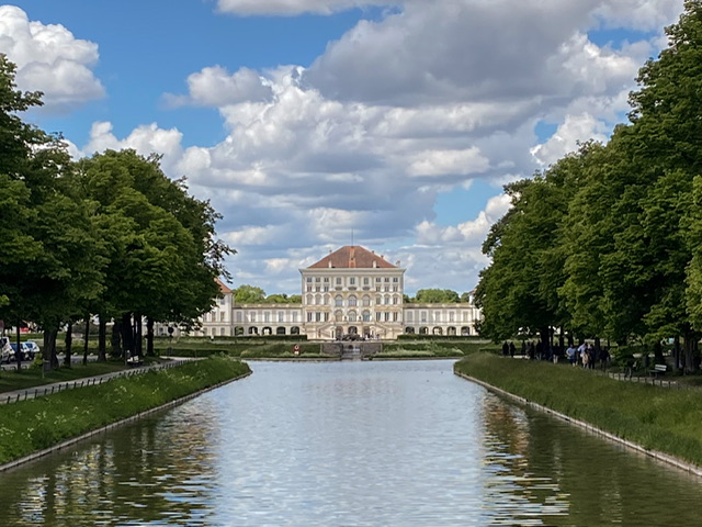 A long-range view of the front of Nymphenburg Palace