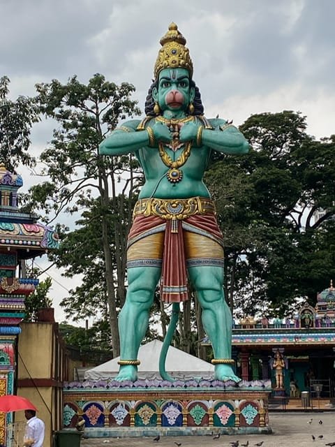 A large statue of the deity Hanuman