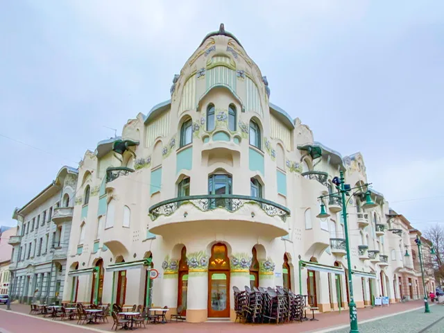The exterior of Reok Palace in Szeged, Hungary