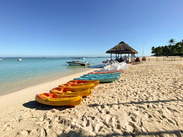 Kayaks on the beach