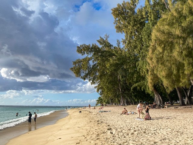 People on the beach in the afternoon