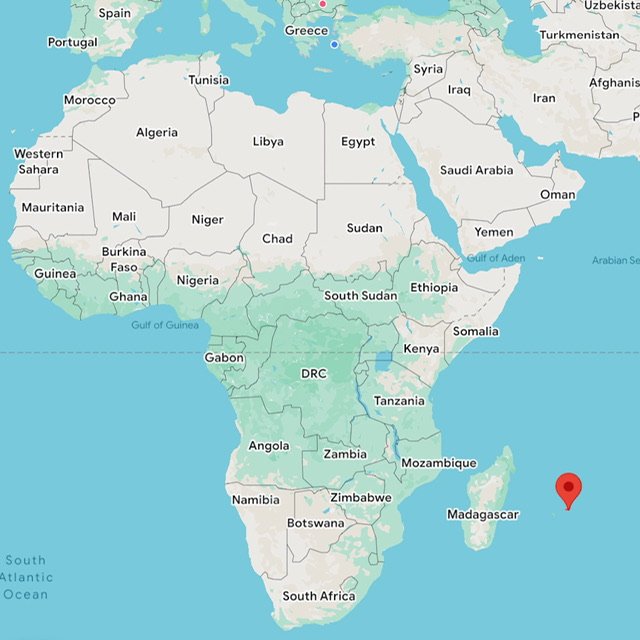 A map of Africa with Mauritius flagged