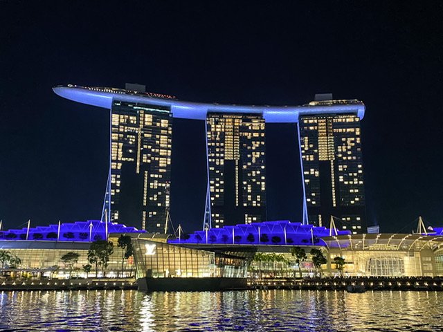 The Marina Bay Sands hotel at night